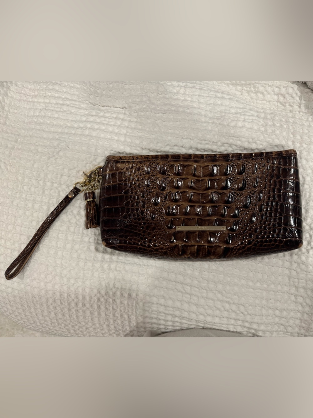 Brahmin Brown Croc Wristlet Clutch